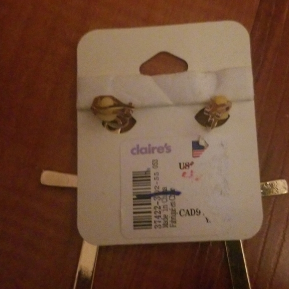 Claire's Gold Clip On Cross Earrings - Picture 2 of 2